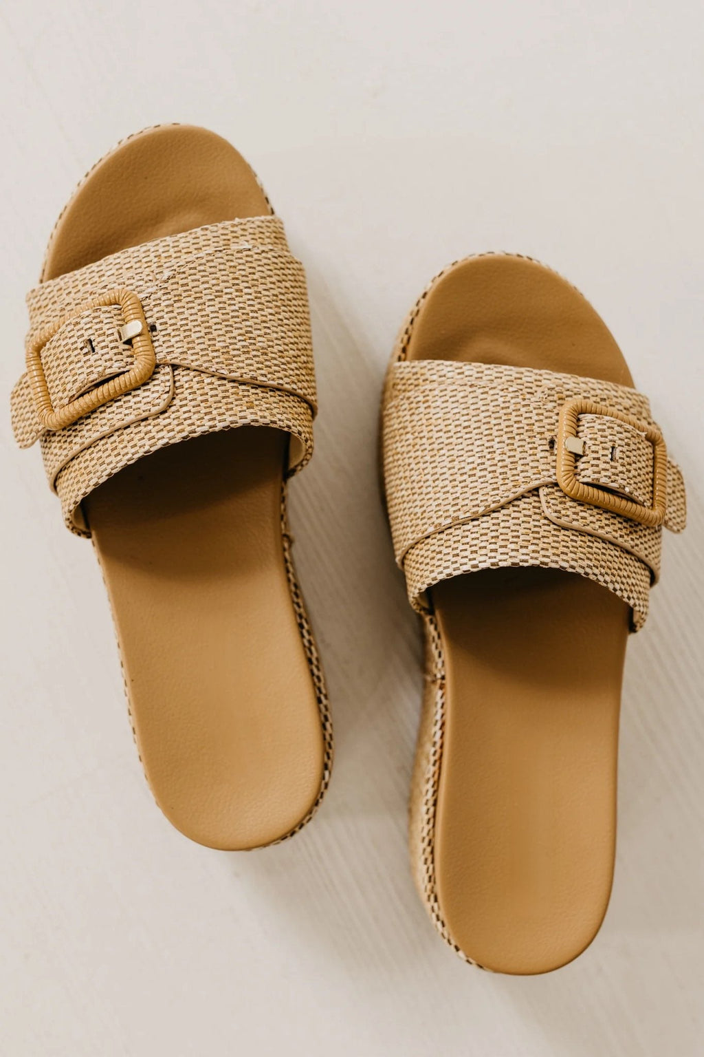 Raffia Platform Slide Sandals