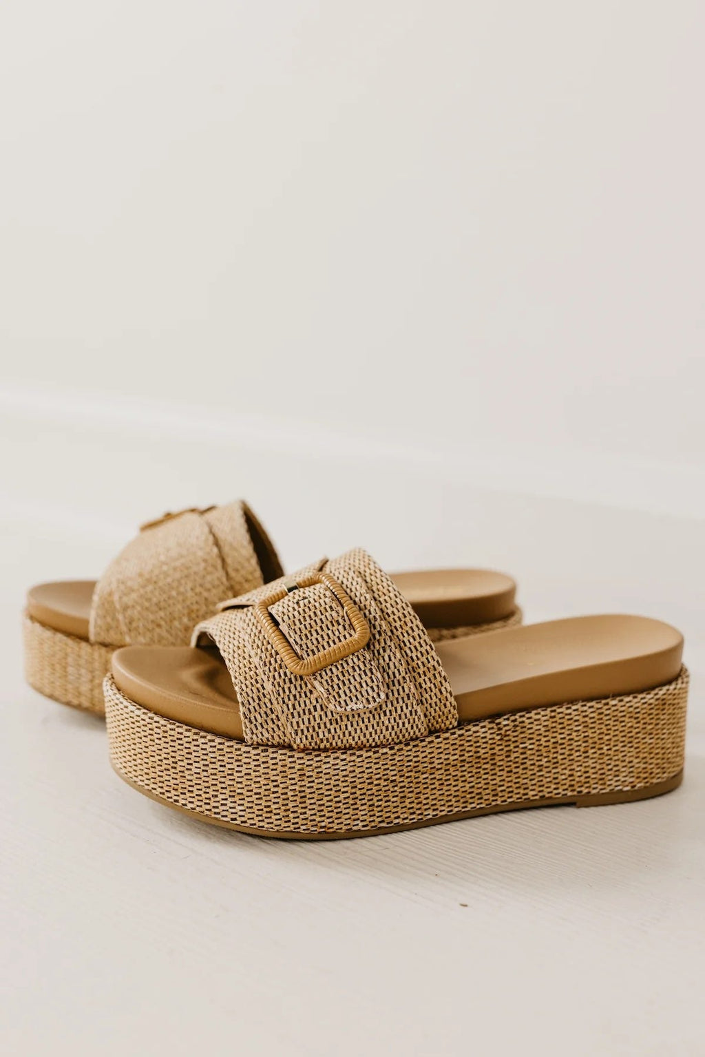 Raffia Platform Slide Sandals